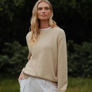 Jenni Kayne Oversized Crewneck Recycled Cashmere and Cotton Cream